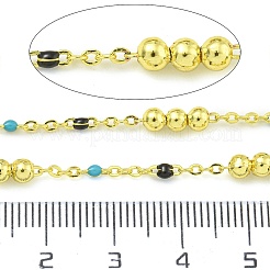Gliederkette aus runden Perlen aus Messing und Emaille&nbsp;CHC-G022-07G-09