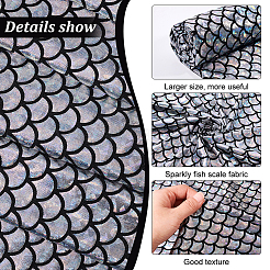 Funkelnder Spandex-Meerjungfrau-bedruckter Fischschuppenstoff mit Hologramm&nbsp;AJEW-WH0314-30C
