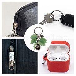 Llavero colgante de vidrio y esmalte de aleación de hoja de flor&nbsp;KEYC-AB00014