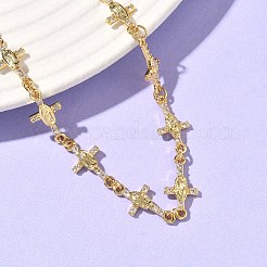 Armband mit klarem Zirkonia-Kreuz und Gliederketten&nbsp;BJEW-G773-05G