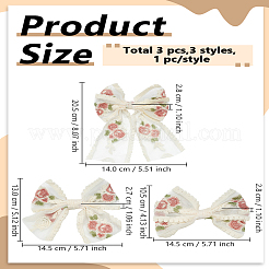 3 Stück Haarspangen aus Polyester mit Schleife in 3 Stilen&nbsp;PHAR-LP0002-41