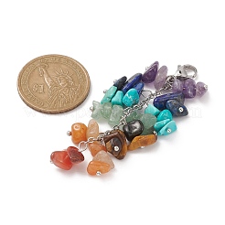 Chakra-Anhänger aus natürlichen und synthetischen Edelsteinsplittern mit Perlen&nbsp;HJEW-JM01235-02
