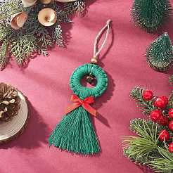 3 pendentif pompon décoratif en fils de coton tressés&nbsp;HJEW-JM03789