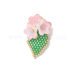 4 ciondolo a forma di fiore con perline di vetro fatte a mano in 4 colori&nbsp;PALLOY-MZ00794