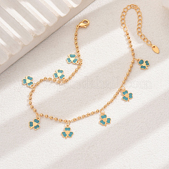 Bracelets de cheville à pendentif en forme de fleur en laiton émaillé à la mode pour femmes&nbsp;KA8156-2