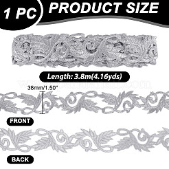 Patchs de bordure en dentelle brodée de fleurs en polyester thermocollants/cousus de 3.8 m&nbsp;OCOR-WH0082-292