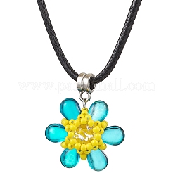 Collane con ciondolo a forma di fiore con perline di vetro e strass di vetro&nbsp;NJEW-MZ00078-05