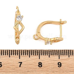 Componenti per orecchini a cerchio romboidale in ottone con micro pavé di zirconi cubici Shegrace&nbsp;XGRQ79327-932G