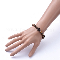 Bracelets extensibles en perles de bois naturel&nbsp;BJEW-JB05231-05