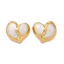 Pendientes de botón de acero inoxidable 304 con forma de corazón y esmalte&nbsp;LS-EJEW-M105-03G