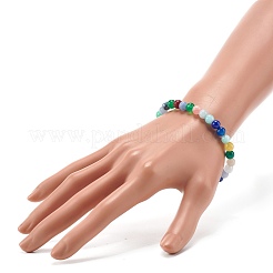 Bracelet extensible de perles rondes en jade blanc naturel pour elle&nbsp;BJEW-JB06950-01
