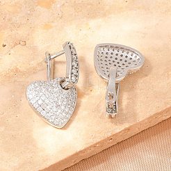 Orecchini pendenti a cerchio in ottone con micro pavé di zirconi cubici trasparenti&nbsp;EJEW-G471-30D-P