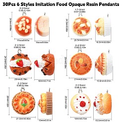 30 pièces 6 styles pendentifs en résine opaque imitation alimentaire&nbsp;FIND-CJ0002-47