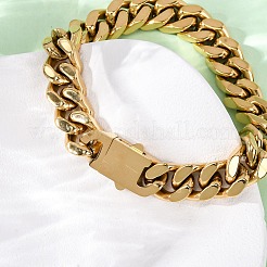 304 Edelstahl Cuban Link Kettenarmbänder für Unisex&nbsp;BJEW-K283-01C-G