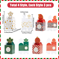 12 stücke 4 arten weihnachten thema papier falten geschenk boxen&nbsp;CON-SP0001-02