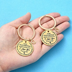 Porte-clés Saint-Valentin en laiton et acier inoxydable 201&nbsp;KEYC-YW00097-01