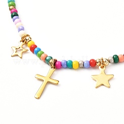 Set di collane con perline di semi di vetro perline malocchio&nbsp;NJEW-JN03722-01