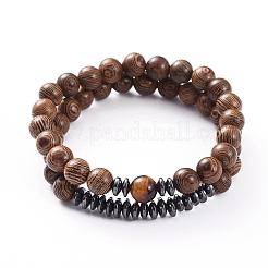 Ensembles de bracelet extensible en perles de bois unisexe&nbsp;BJEW-JB04966