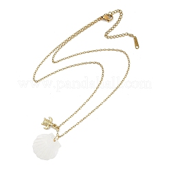 Collares colgantes de animales marinos con circonita cúbica de latón y playa de verano para mujer&nbsp;NJEW-B118-03G-01