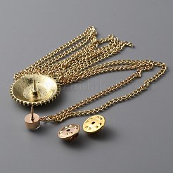 Broche chaîne pendante plate ronde strass avec émail&nbsp;JEWB-WH0030-13B-G