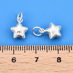 Strukturierte 925 Sterling Silber Stern Charms&nbsp;STER-T007-82S