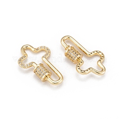Messing Micro Pave Zirkonia Schraube Karabiner Schloss Charms&nbsp;KK-I657-16G