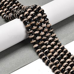 Natürliche tibetische Streifenmuster Dzi Achat Perlen Stränge&nbsp;G-B079-B01-01