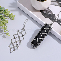 2 pieza 2 estilos 667 bolsa de macramé para lápiz labial de acero inoxidable con colgante decorativo&nbsp;HJEW-CP0001-48