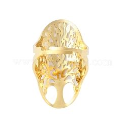 Anelli regolabili in acciaio inossidabile 304 con albero della vita cavo per donna&nbsp;RJEW-Z045-02G