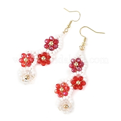 Pendientes colgantes con cuentas de semillas de vidrio en forma de flor&nbsp;EJEW-MZ00775-03