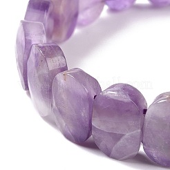 Bracciale elasticizzato con perline ovali in ametista naturale&nbsp;G-E010-01W