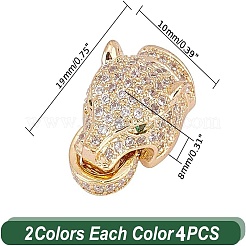 4 Satz 2 Farben Messing Micro Pave Zirkonia Faltverschlüsse&nbsp;FIND-AR0004-96