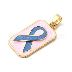 Pendenti in ottone smaltato con motivo a nastro di seta a forma di rettangolo&nbsp;KK-C134-33A