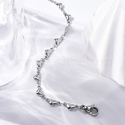 Bracelets à maillons en forme de cœur en acier inoxydable 304 résistant au ternissement&nbsp;X-BJEW-M121-03P