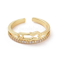 Bague de manchette ouverte en forme d'épingle sûre en zircone cubique transparente&nbsp;RJEW-G283-07G