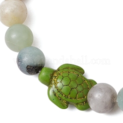 Braccialetti elastici con perline di amazzonite naturale per le donne&nbsp;BJEW-JB11095-05