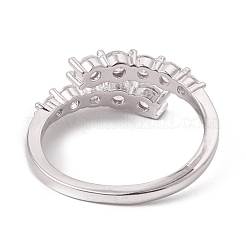 Bague de manchette ouverte en zircone cubique transparente&nbsp;RJEW-F124-04P