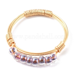 Verstellbare Glasperlen Fingerringe&nbsp;RJEW-JR00350