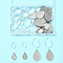 DIY-Anhänger-Sets aus tropfenförmigem 304 Edelstahl&nbsp;DIY-FS0008-40