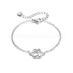 Bracciali a maglie a forma di fiore di loto in acciaio inossidabile 304&nbsp;WGA8E5A-01