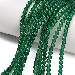 Natürliche grüne Onyx Achat (gefärbt und erhitzt) Perlen Stränge&nbsp;G-C262-B06-4mm