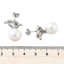 304 Edelstahl Kunststoff Kunstperle rund baumeln Ohrstecker&nbsp;EJEW-V008-02P