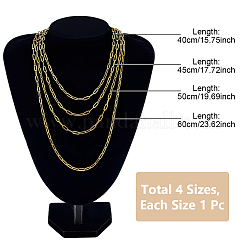 4 collar de cadena con clip de acero inoxidable 304 de 4 tamaños&nbsp;NJEW-GA00001