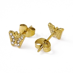 Orecchini a bottone a forma di farfalla con strass di cristallo&nbsp;EJEW-P212-18G