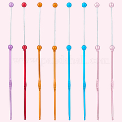 8 Stück 5 Farben DIY-Häkelnadeln aus Legierung mit Perlen&nbsp;AJEW-CP0006-89