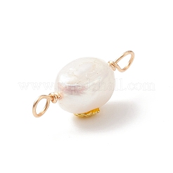 Dijes de conector de perlas de agua dulce cultivadas naturales de grado aa con rebanadas de aleación de tono dorado&nbsp;PALLOY-JF01996-02