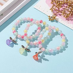 Acryl Schutzengel Charm Stretch Armbänder für Kinder&nbsp;BJEW-JB05866