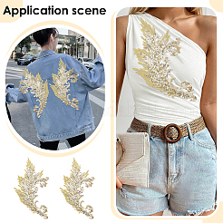 Paillettes brodées de soie en fil d'or et d'argent&nbsp;DIY-WH0816-144A