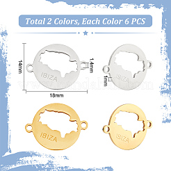 12 Stück 2 Farben 201 Edelstahl-Anschluss-Charms&nbsp;STAS-UN0048-28