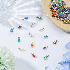 90 Stück 15 Farben transparente galvanisierte Glasanhänger&nbsp;PALLOY-FH00173
